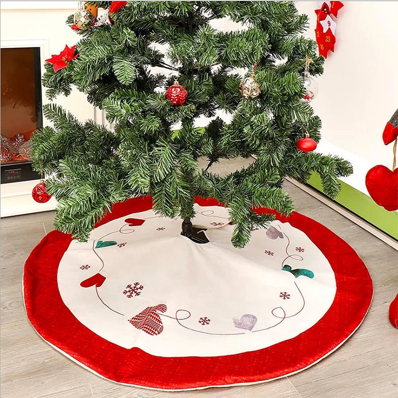 Xmas Decor Festive Christmas Supply Christmas Tree Skirt with Round Trim Snowflake Gloves Classic Tree Skirt Blanket