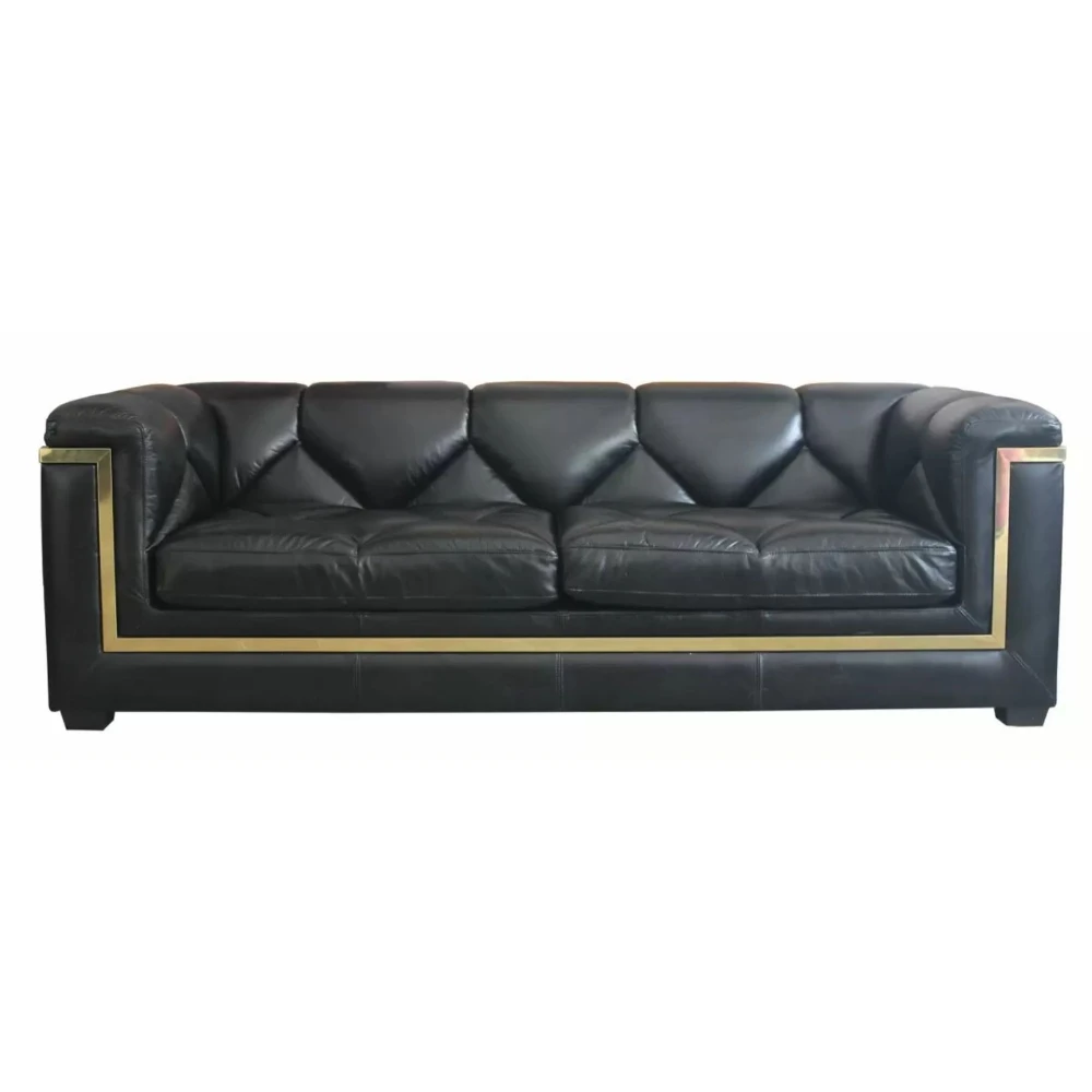 2021 New Design Living Room Sofas New Gold Lining High Quality leather 3 Seater Sofa Set Furniture For Living room And Home Use