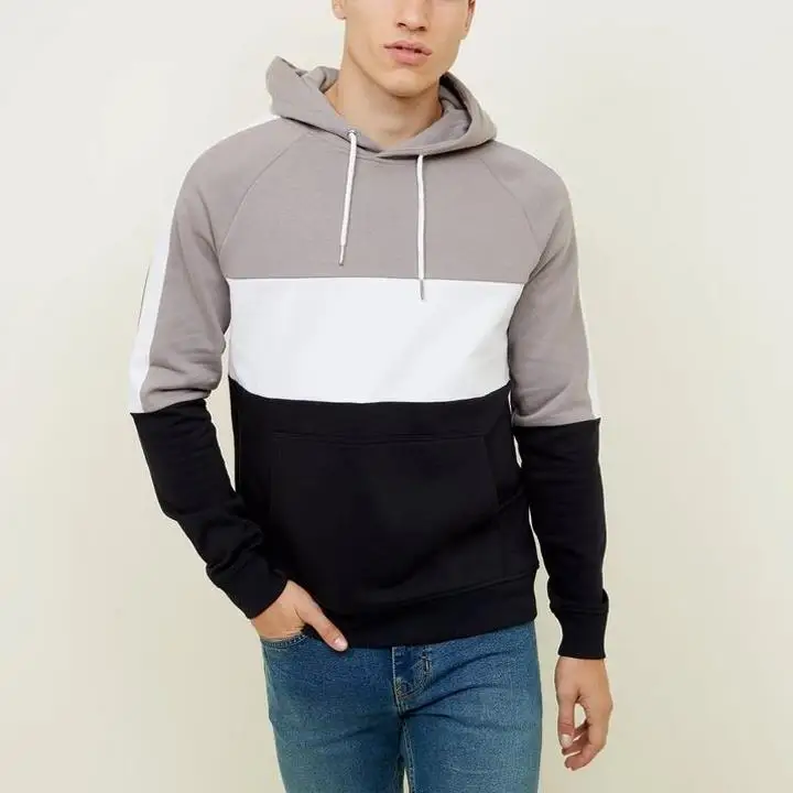 
Plain Hoodies No Pocket Custom Made hoodie fiber optic color block 