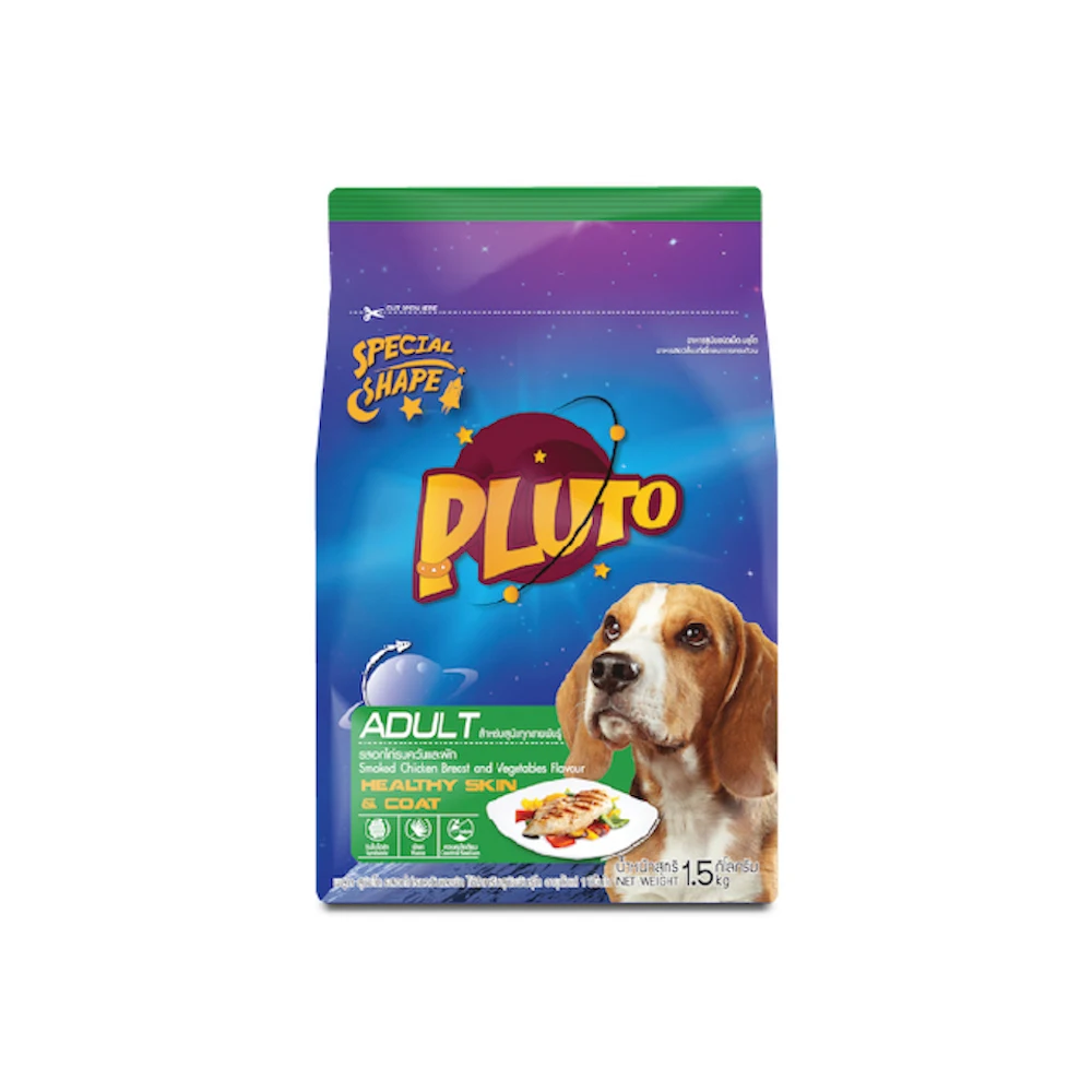 Pluto Dry Dog Pet Food Smoked Chicken Breast and Vegetables Flavour (Large Breed) 1.5kg