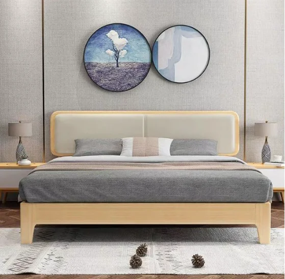 Мебель для спальни современная кровать в скандинавском стиле с рамой из массива