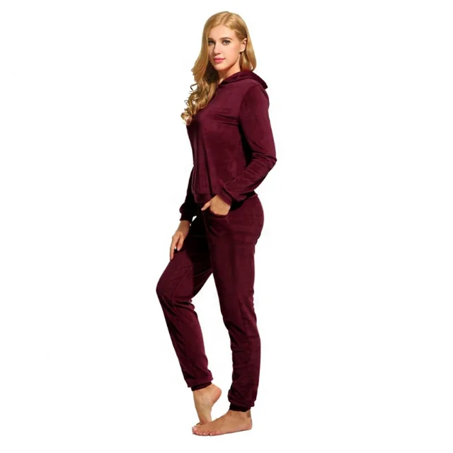Velour Custom Loose Fit Tracksuits Women Solid Pink OEM Sweat Suits Top Trendy Velvet Street Clothing Joggers hoodies sets