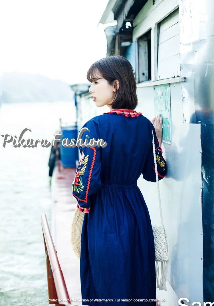  Элегантное платье с вышивкой ручной работы треугольным вырезом подходящий по стилю ремень женское кимоно пляжная Повседневная украинское