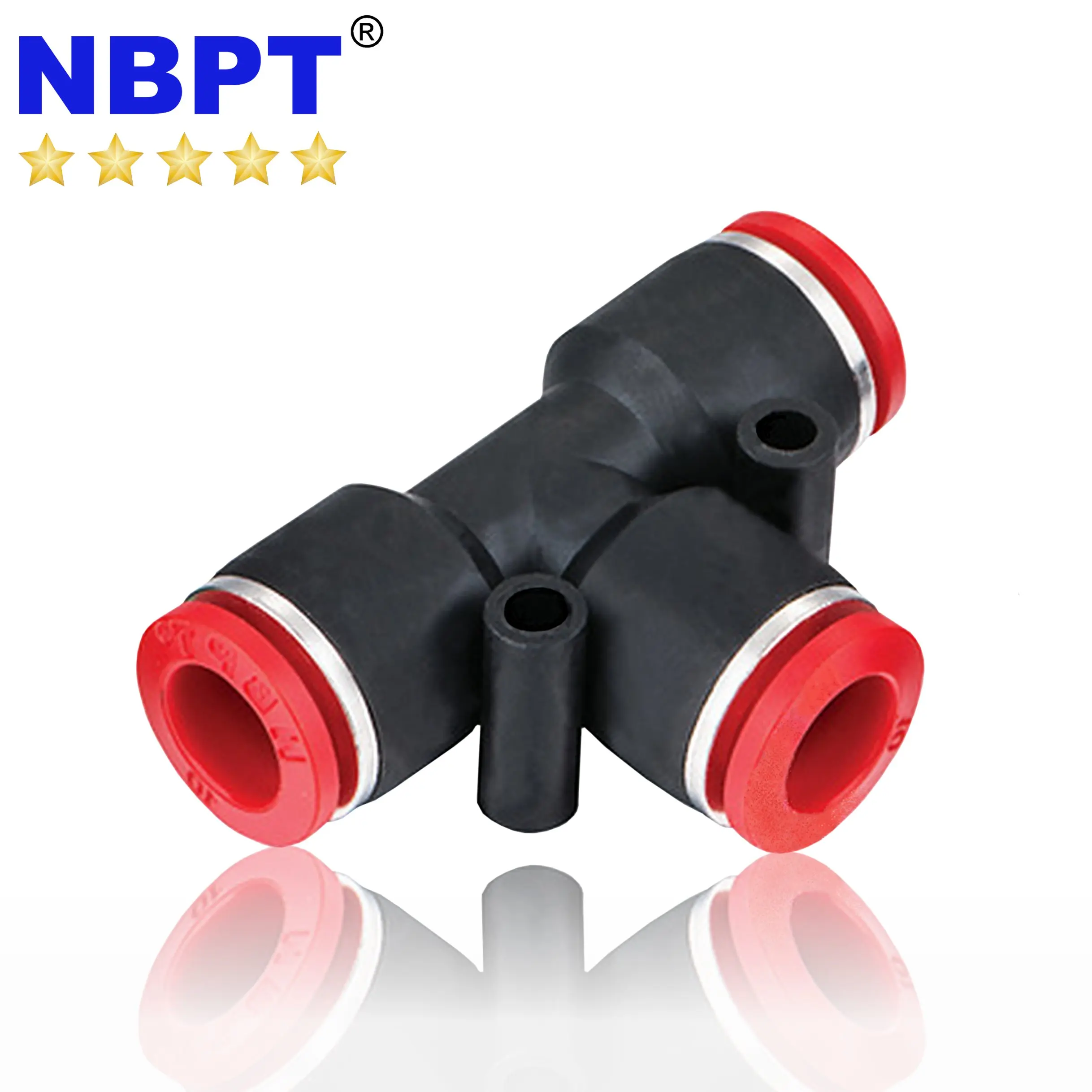 T Shape Push To Connect One Touch Tee  Fitting PUT Series Air Pneumatic 3Way Equal connector by NBPT