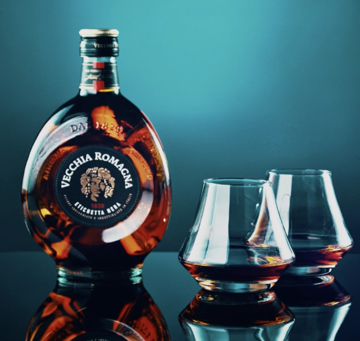 Premium line Italian Brandy Vecchia Romagna Etichetta Nera Bottle of 100 cl