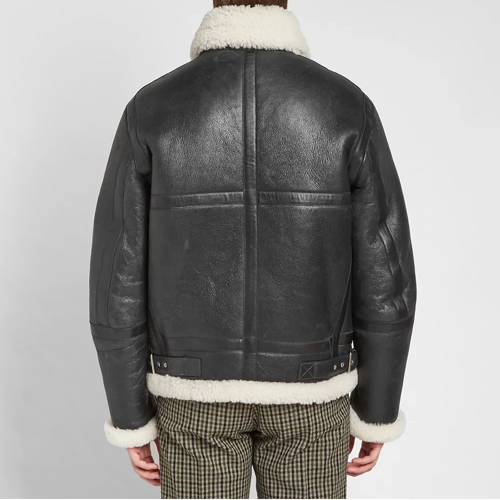 Мужская куртка-бомбер из натуральной овечьей кожи