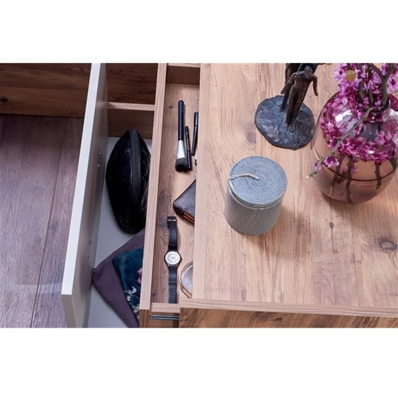 
IDER ZEUS Bedroom Set (Economic, Modern Minimal Style, Natural Wood & Cream Color, Bedset, N.Stand, Dresser and 5 Door Wardrobe) 