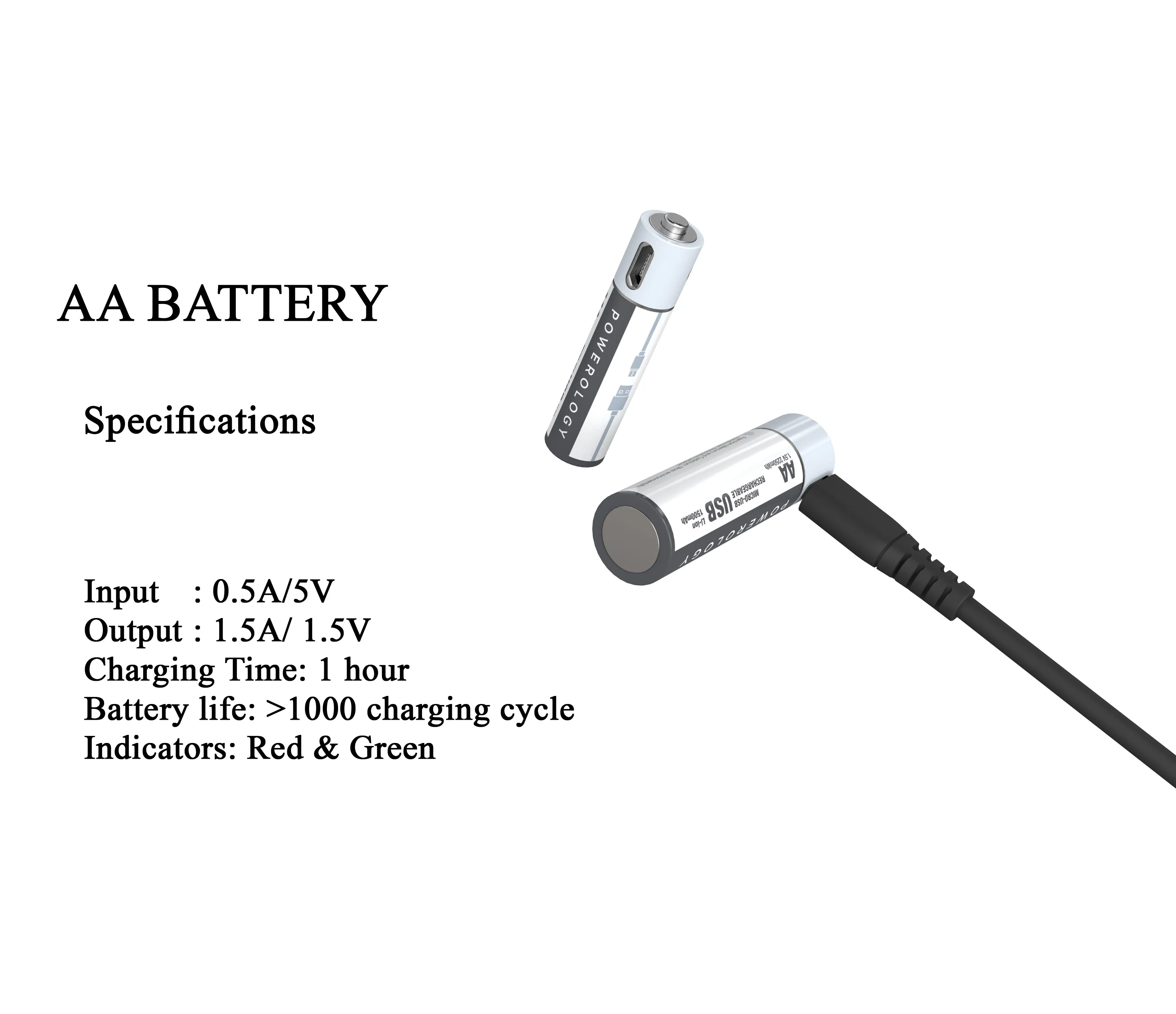  Лидер продаж литий-ионная аккумуляторная батарея Powerology с зарядкой от USB и светодиодными