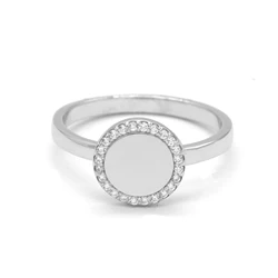 925 Sterling Silver Rhodium Rose Gold Plated Plain Circle Crystal CZ cubic zirconia ring sterling silver Jewelry for Women