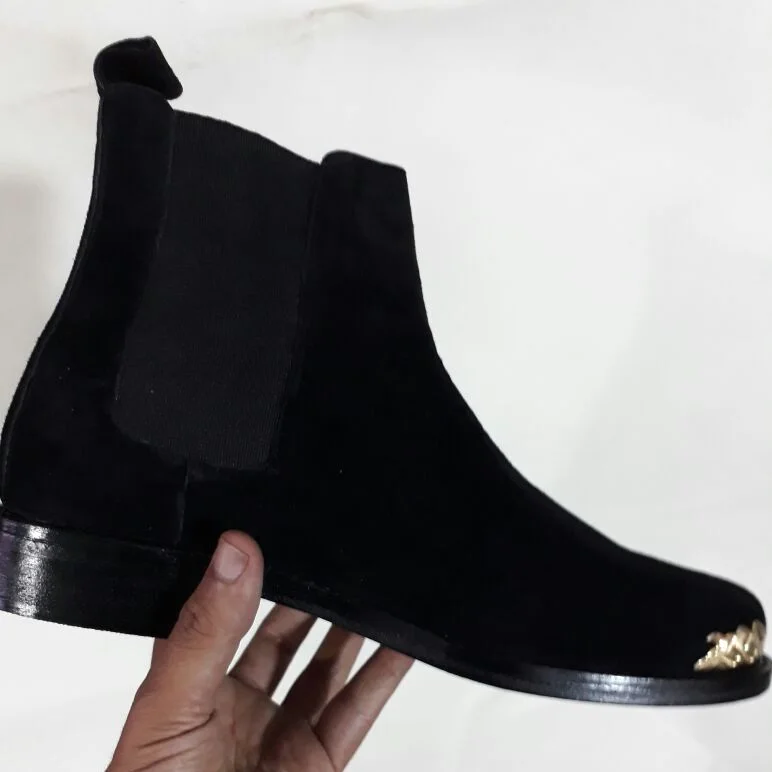 Мужские черные замшевые ботинки челси, новый дизайн, брендовые Ботинки Челси из натуральной кожи для мужчин, трендовые мужские модные на заказ