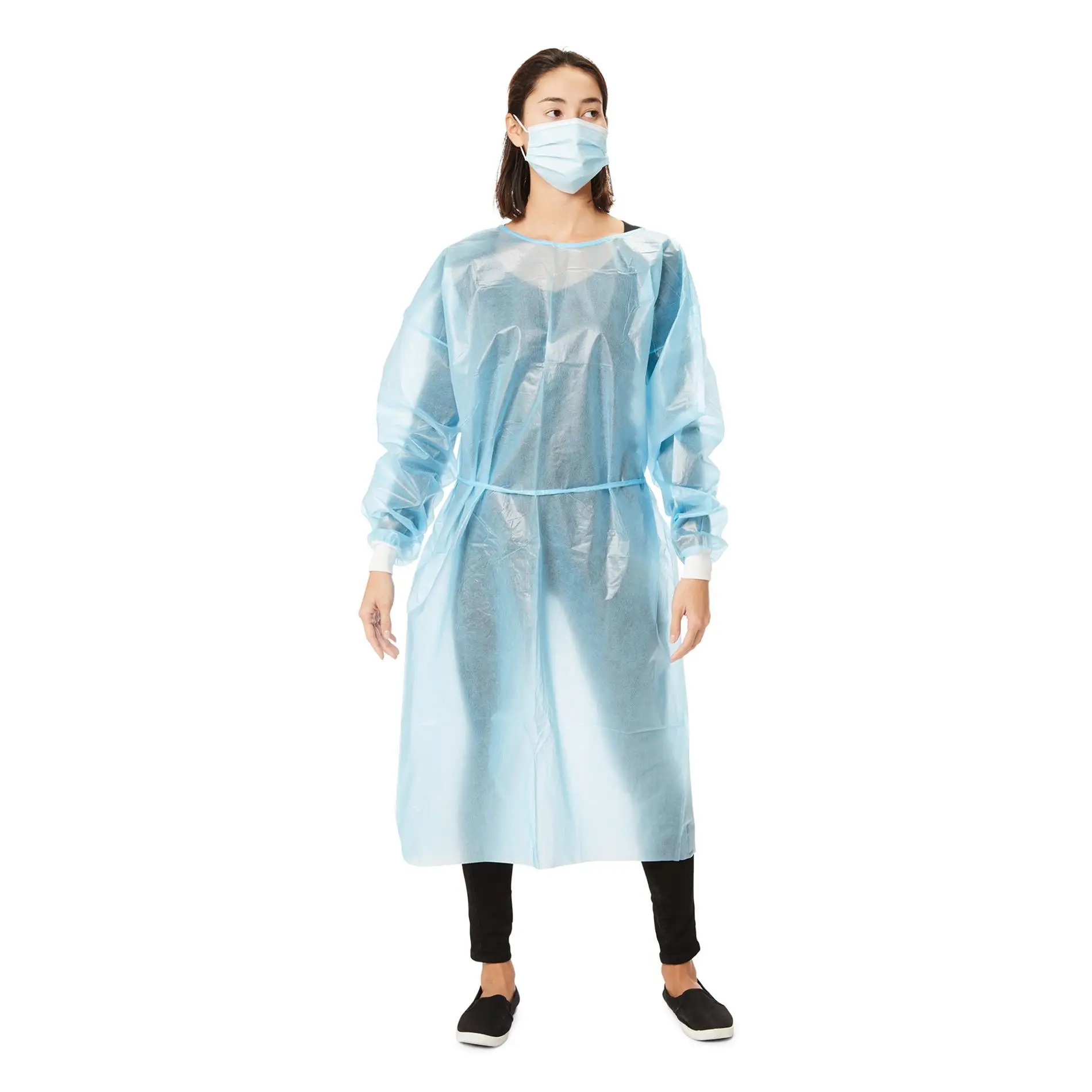 Protective Procedure Gown One Size Fits Most Blue NonSterile Disposable  Isolation / Fluid Resistant