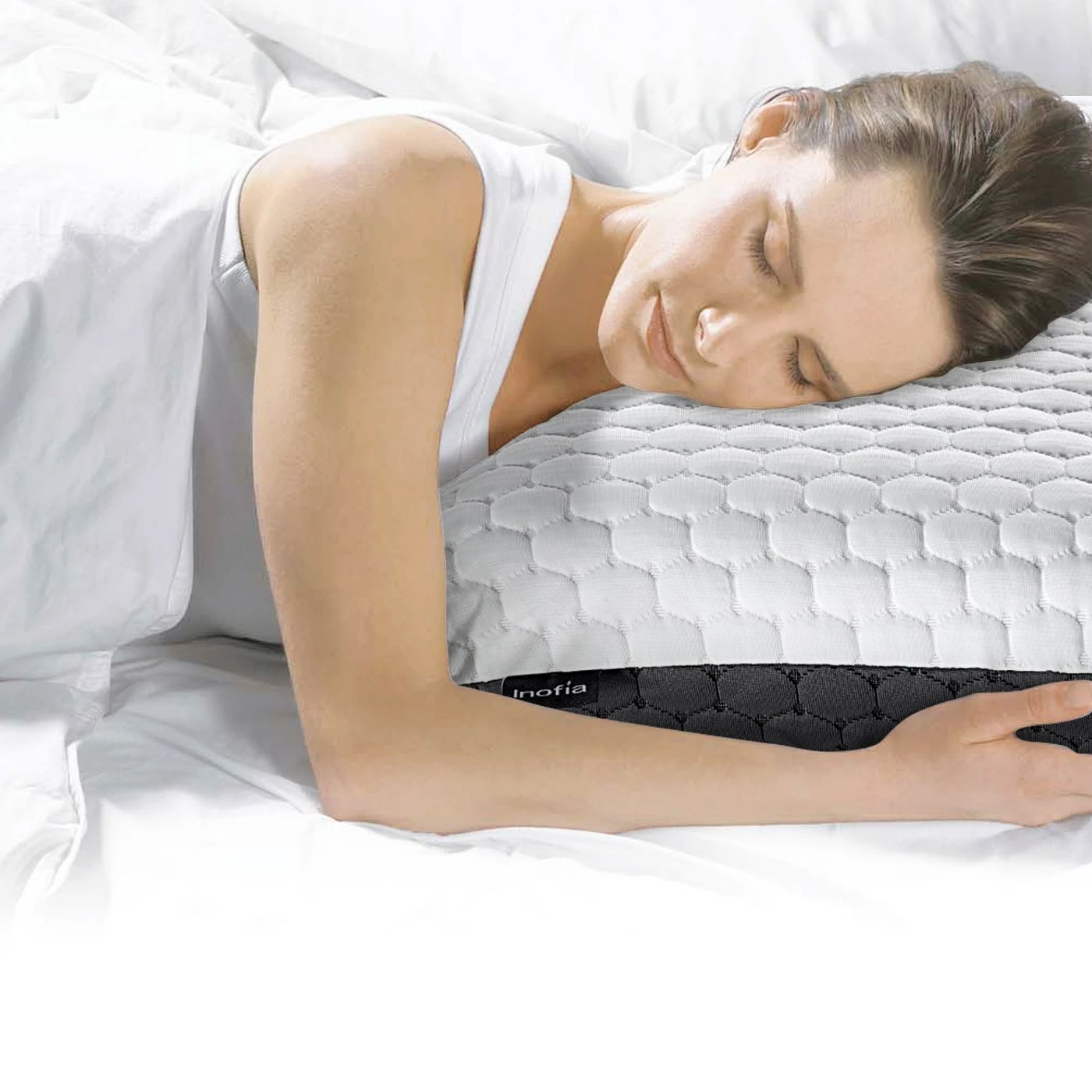 Inofia боли шеи не вызывает аллергии предотвращение непревзойденной воздухопроницаемость и антибактериальная латексная подушка с эффектом памяти