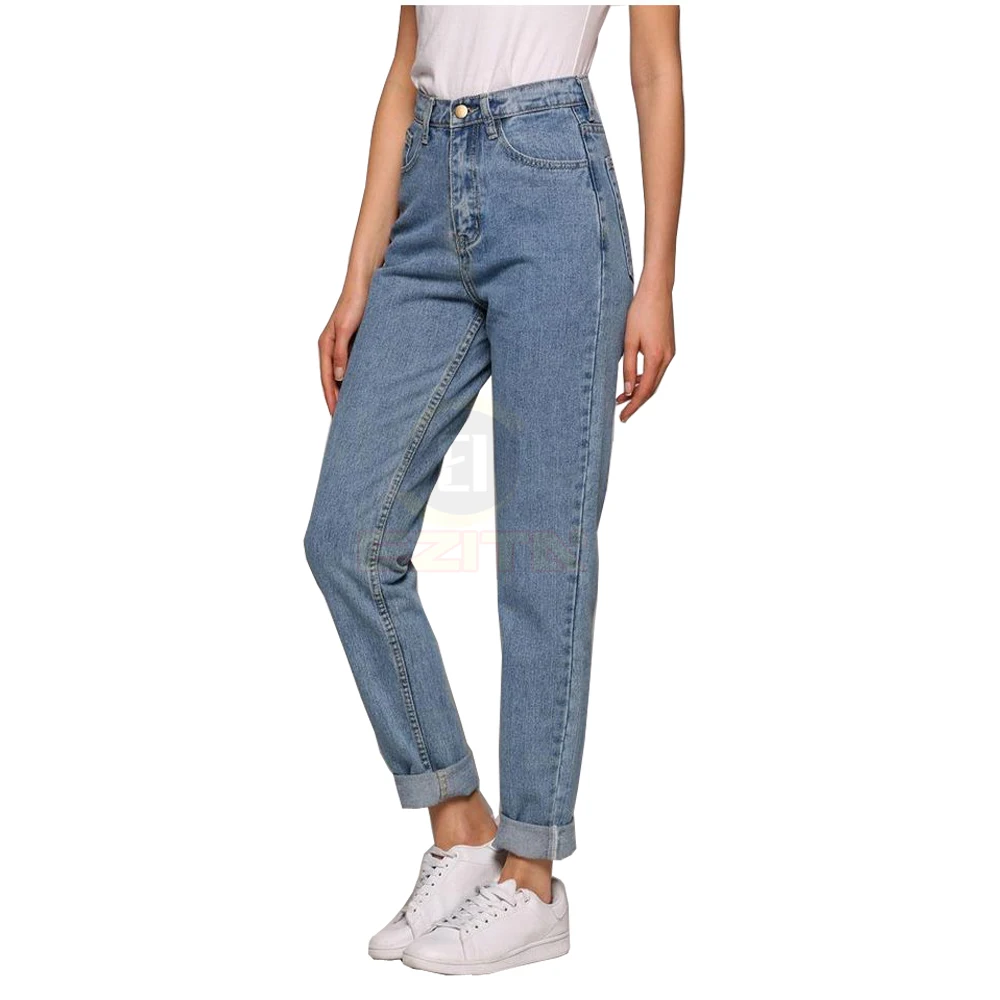 Голубые Дамские джинсы с высокой талией, джинсы из денима, джинсы для девочек, узкие джинсы, индивидуальный дизайн, 98% хлопок и 2% полиэстер, хлопок/полиэстер