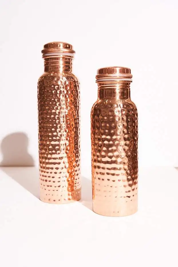 Diamond and Hammered Design Pure Copper Water Bottle Capacity 1000 ML For Home School Office Tour and Gym
