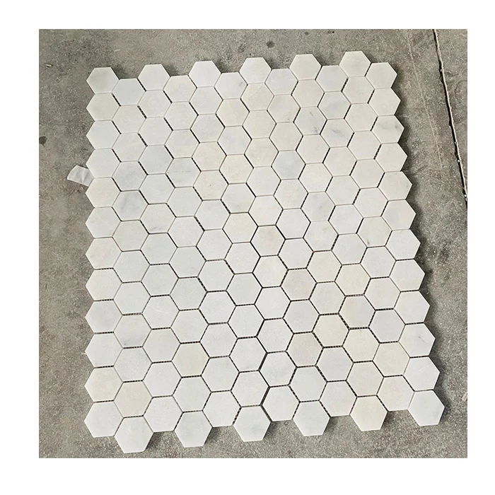 Kitchen Bathroom Wall White Calacatta Marble Look Ceramic Honeycomb Mosaic Backsplash Floor Tile Hexagon Turkey Supplier