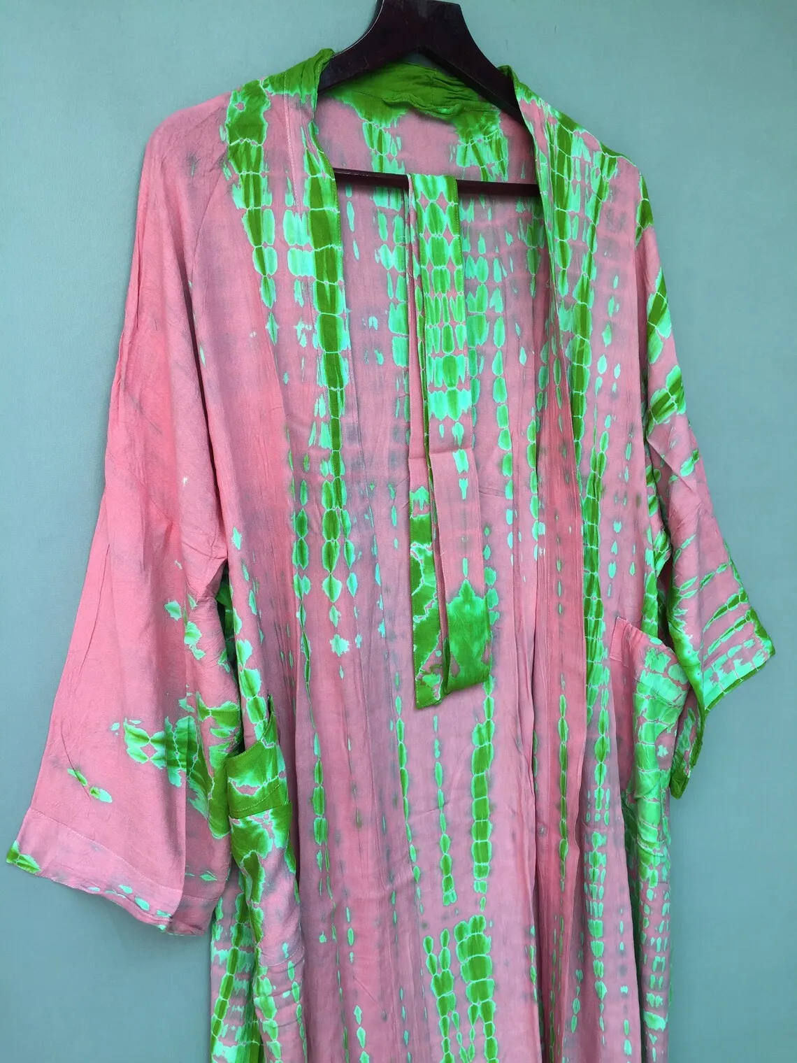 High Quality Tie Dye Work Women Kimono Kimono Robe Vacation Holiday Look Front Open Wide Long Sleeve Casual Dresses