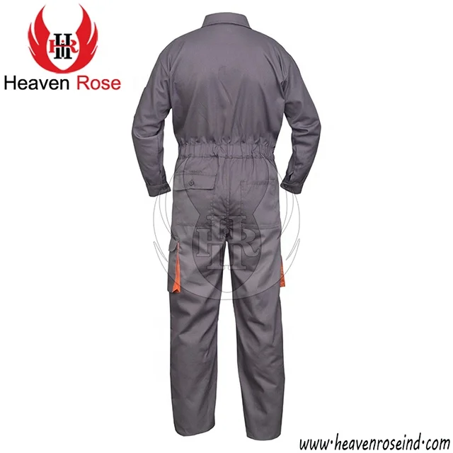 Front Side Long Zip With Gray Reflective Stripes Oil Coverall Worker Overalls and Manufacture Coveralls for