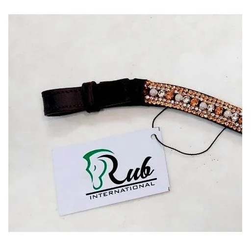 Supper Five Row Designer and Portable Guanine Leather Based Designer Brow band Black and Brown Leather stone crystals brow band