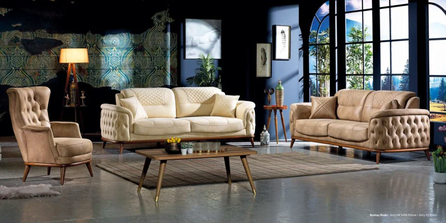 Elegant Modern Leather Sofa Set