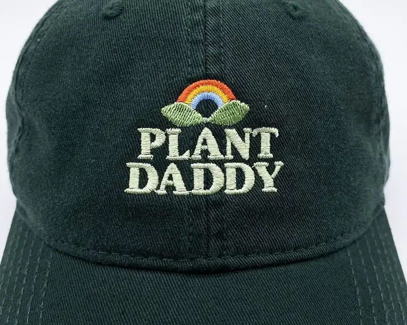 Plant Daddy 100% Cotton 6 Panels Unstructured Dad Hat Custom Embroidered Logo Brushed Sport Baseball Hats Adjustable Size Unisex