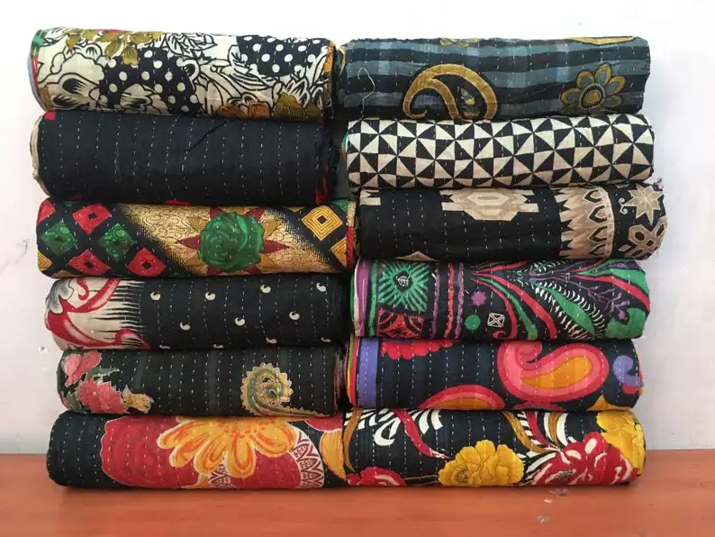 Wholesale Lot Of Indian Vintage Kantha Quilt Handmade Throw Reversible Blanket Bedspread Cotton Fabric BOHEMIAN quilt
