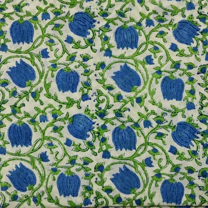 Indian Floral Hand Block Print Cotton Fabric Beautiful Handmade Cotton Decorative Running Fabric Hand Made Fabric Soft Cotton