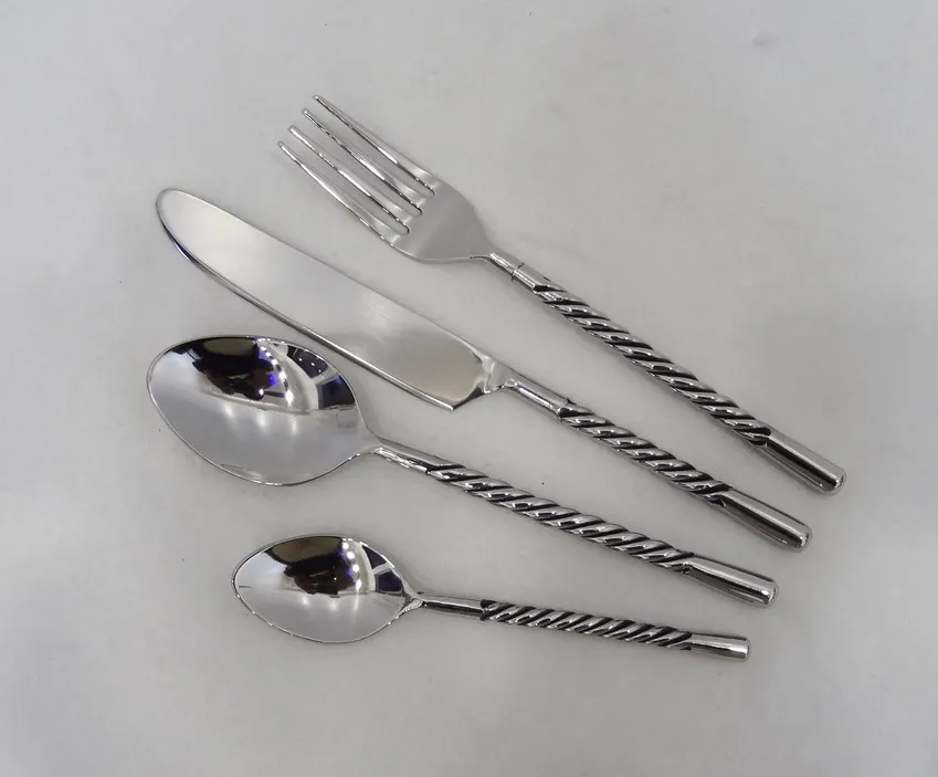 Gold brass handle flatware set fancy modern style luxuries cutlery flatware set