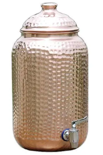 Hammered Design Copper Dispenser / Matka / Pot / Container / Tank for Water Storage For Home Hotel Kitchen and Hallway..