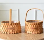 Fancy Food Fruit Natural Decorations Gift Handmade Wooden Chip Wholesale Chinese Manufacturer Flower Basket