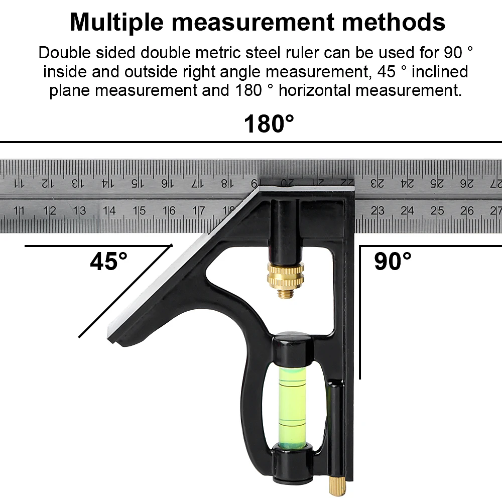 High-precision Double Sided Metric Stainless Steel Angle Ruler with Laser Scale Measuring Tools