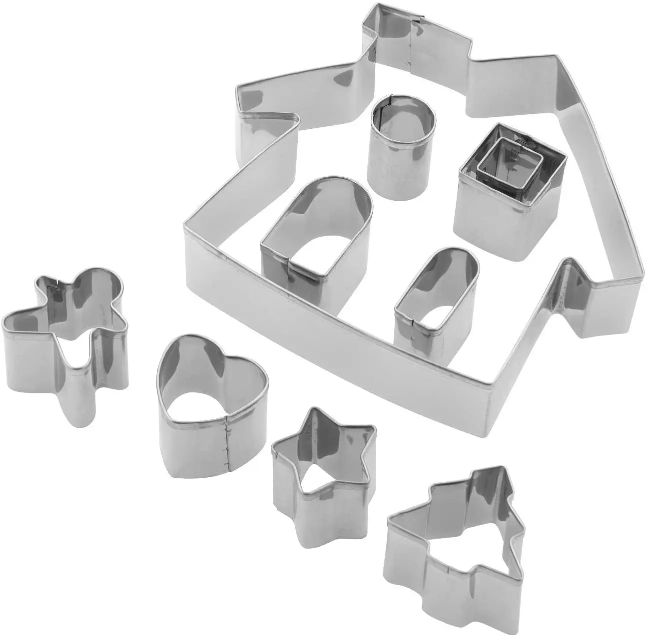 Gingerbread House Cookie Cutters Stainless Steel Metal Different Shapes Baking Moulds for Cakes Biscuits and Cookies