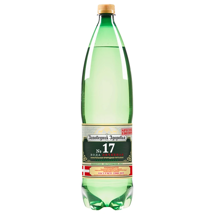 Carbonated natural mineral water ZAPOVEDNIK ZDOROVYA 17 1,5 l. PET bottle, mineral water bottle price