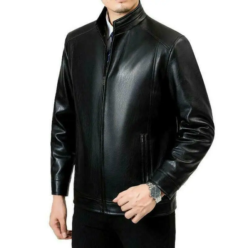  Мужская куртка из искусственной кожи деловая верхняя одежда с меховой подкладкой и воротником-стойкой 2021 оптовая цена