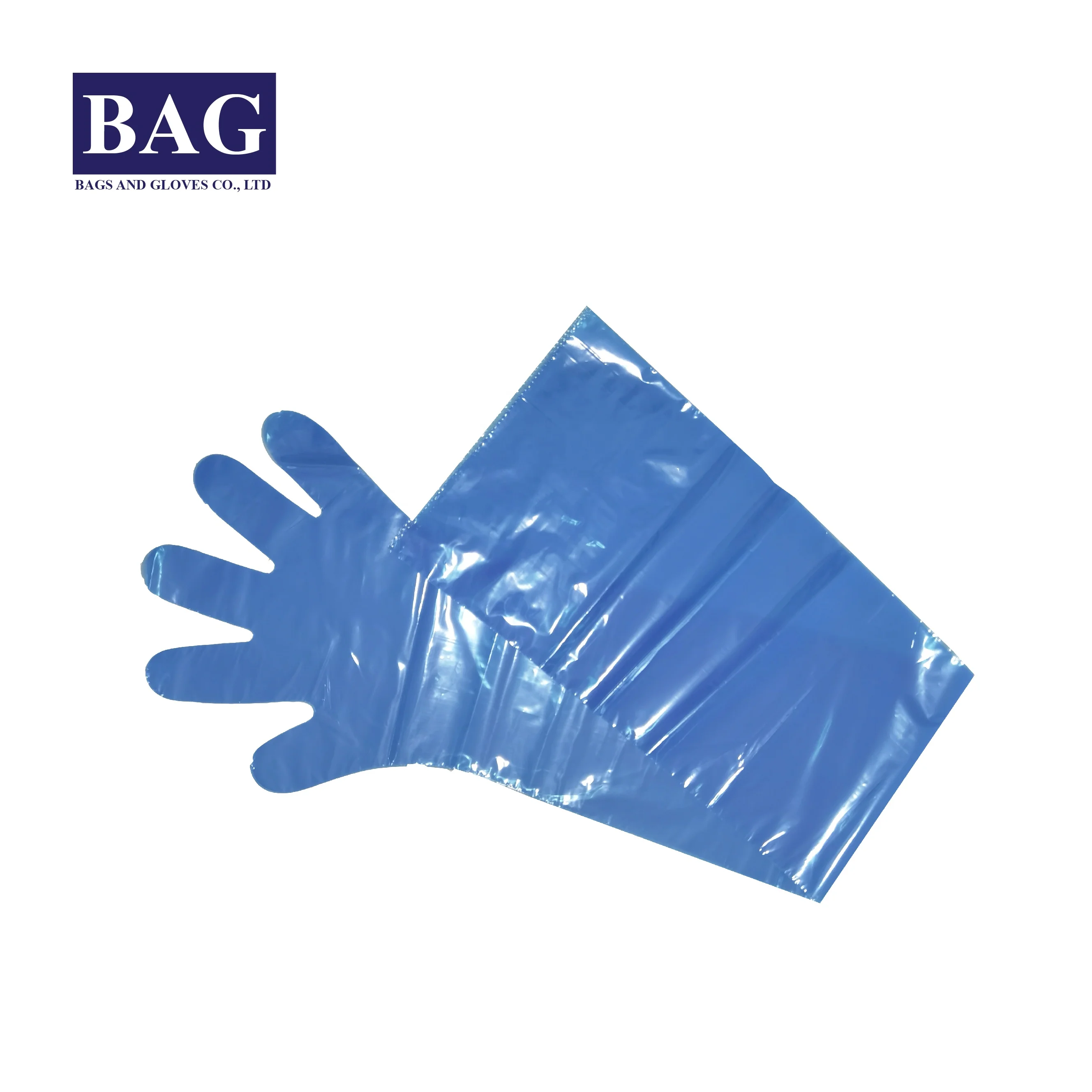 Disposable Arm Length Long Gloves for Medical used, Blue, non sterile