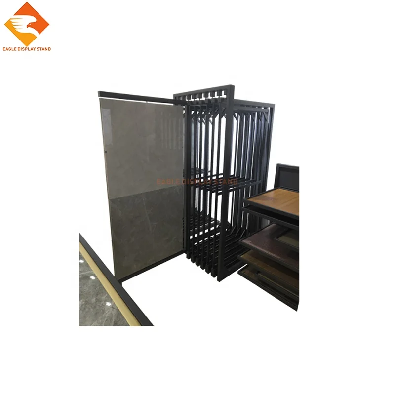 High quality metal material slide style ceramic tile quartz stone display rack stand