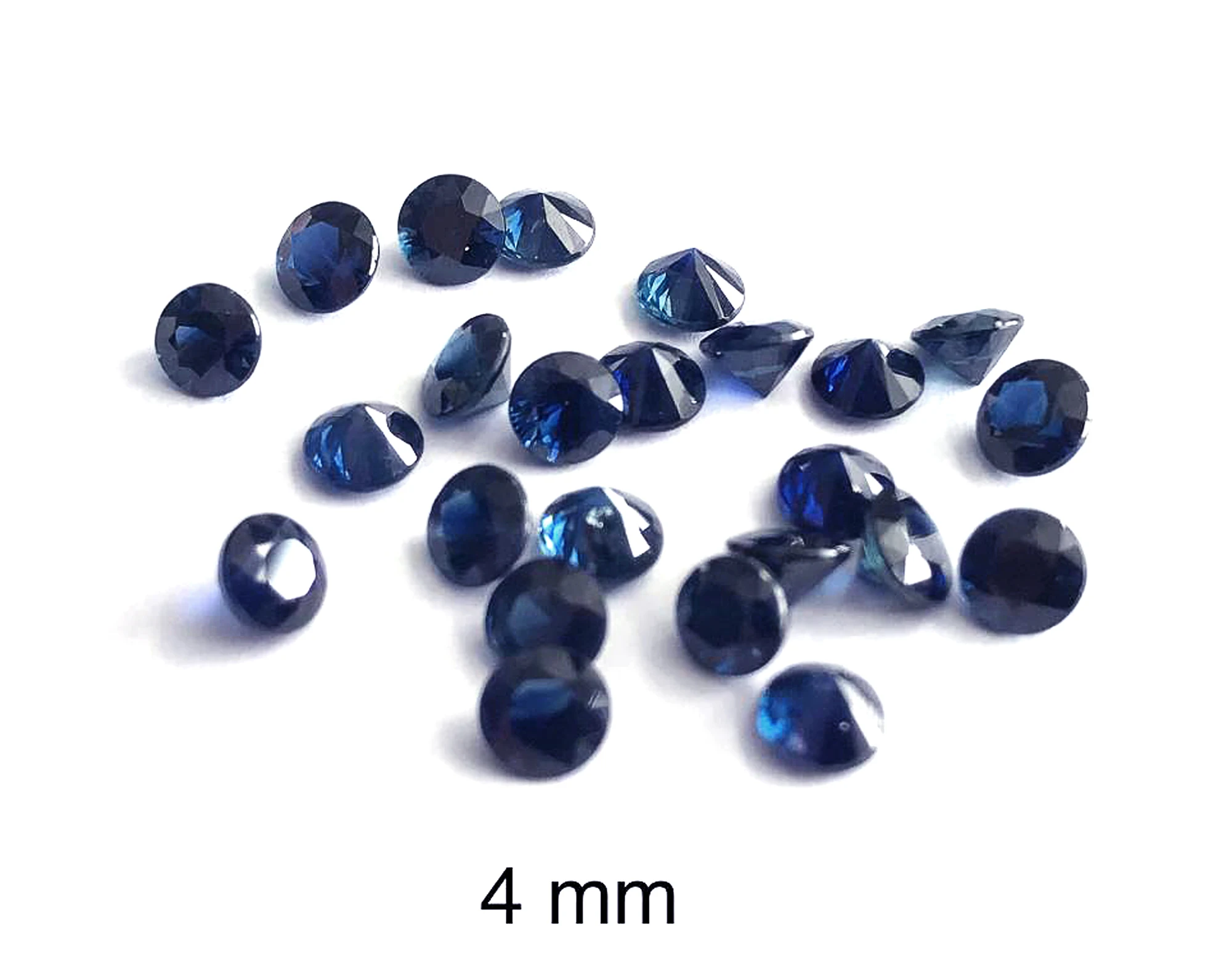 DIAMOND CUT NATURAL 4mm Blue Sapphire Loose Round Faceted Gemstone Wholesale Price Natural Top Quality Gemstone Bulk Wholesale