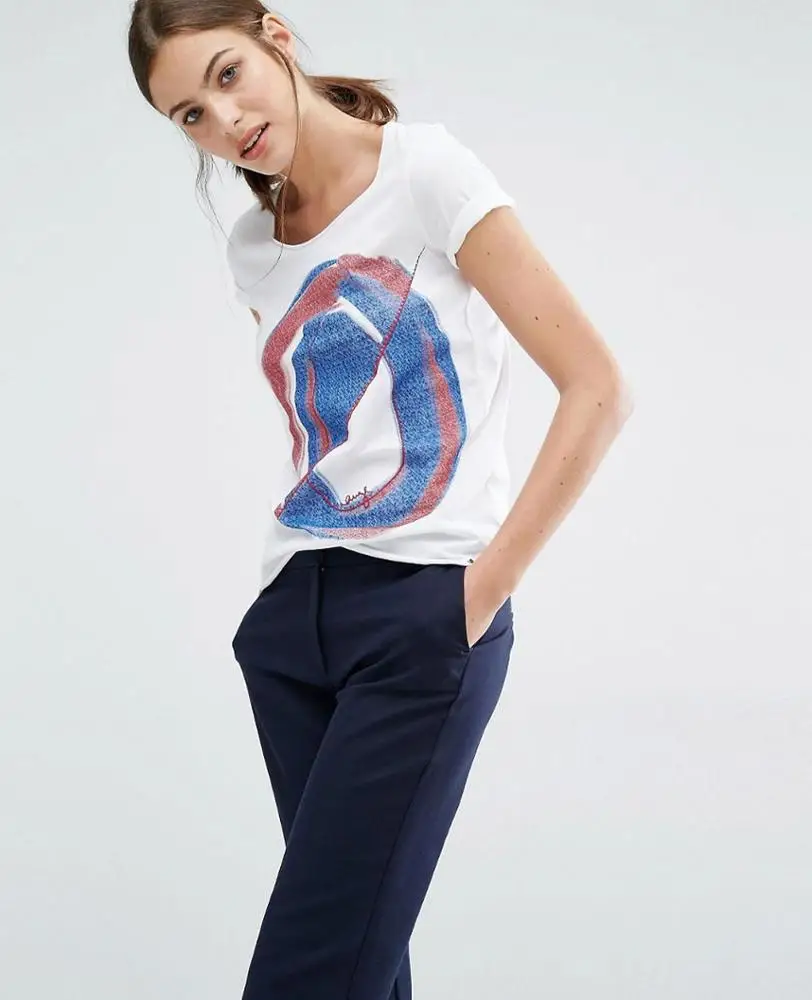 Tshirts Women HG66 Custom Logo Crop Top T Shirts Sexy Basic Short TShirts Female Club White