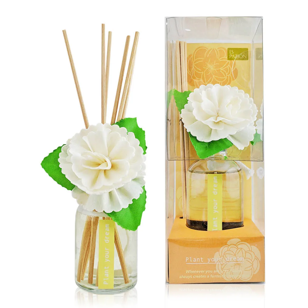 Private Label Air Fragrance Home Fragrance with Homemade Sola Flower Rattan Sticks Glass Bottle 50ml Reed Diffuser