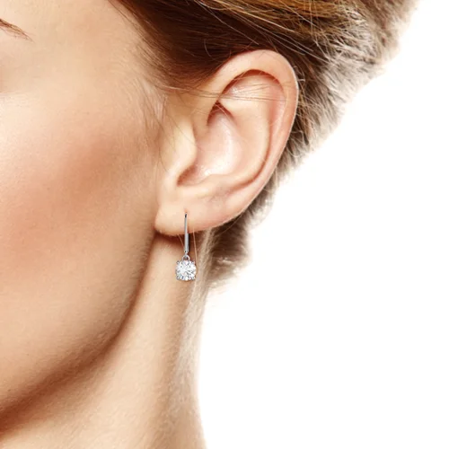 Ritzin Certified Lab Grown Diamond Dangle Earrings For Women in 14k Solid Gold Factory Price 2ct 3ct Round Brilliant Lab Diamond