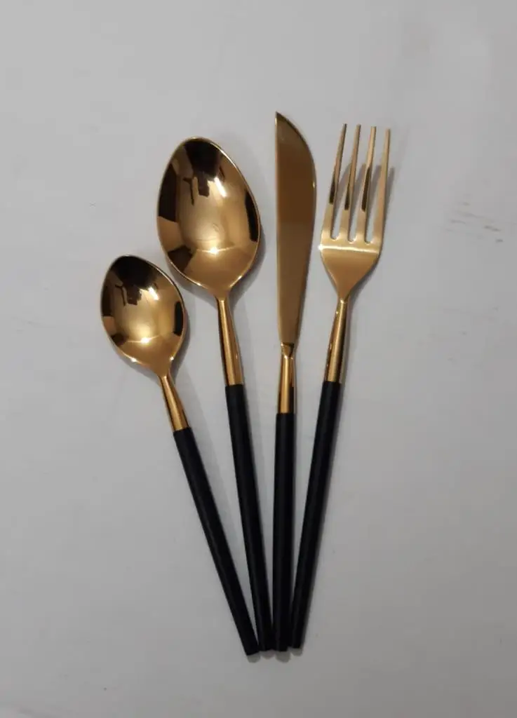 Vintage Design Dish Serving Spoon Simple Design Aluminium Casting Antique Colour Well Polished Flatware Kitchenware Cutlery set