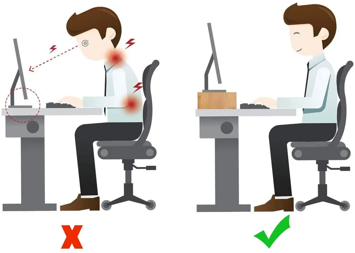 2 Tiers Bamboo Desktop  Laptop Stand Computer  Desk Organizer with Phone Holder