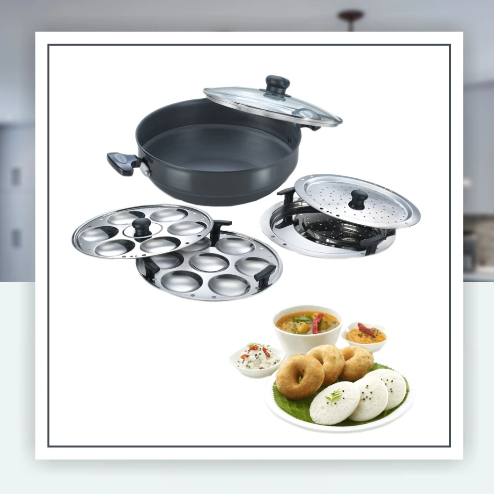 Prestige Hard Anodised Multi Kadai 280mm dia with glass lid 1U Induction and Gas Compatible