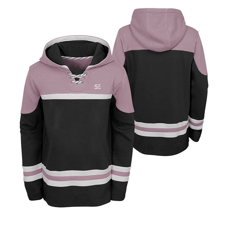 Custom sublimation hockey lace up hoodie ice hockey sweatshirt hockey sweater 2023
