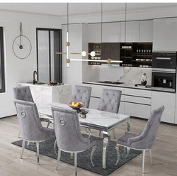 Modern luxury dining table set 6 seater stainless steel dinning table set dining room furniture