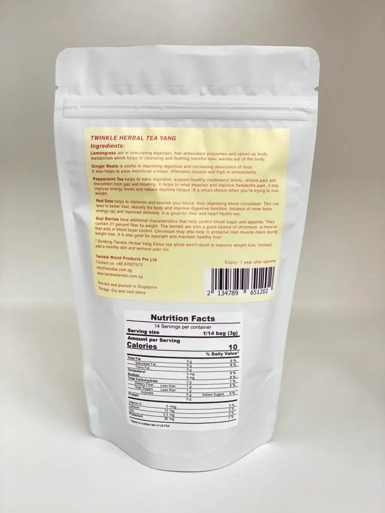Top Best Selling Lightly Sweet  Beverage Ginger Detox Weight Loss Vegan Herbal Yang Tea Fruit Tea From Twinkle Singapore