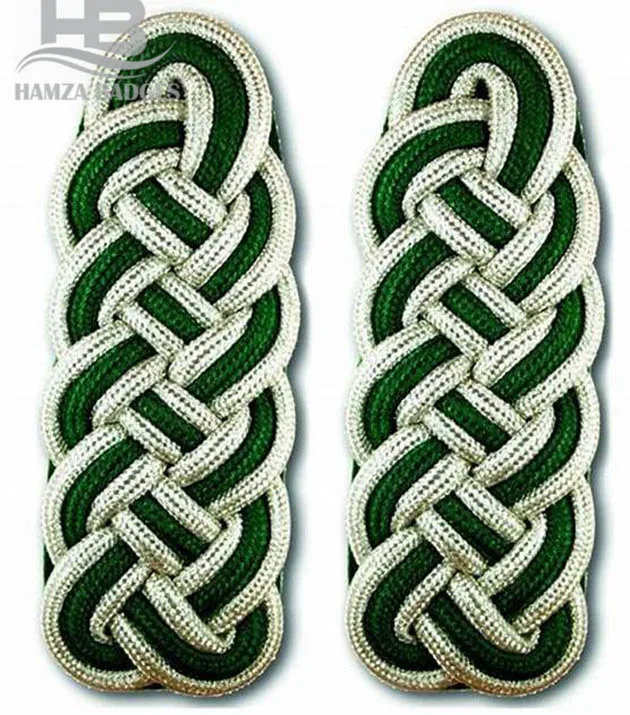 Military Uniforms Accessories Epaulettes & Shoulder Cords | Silver & Green Corded Shoulder Boards