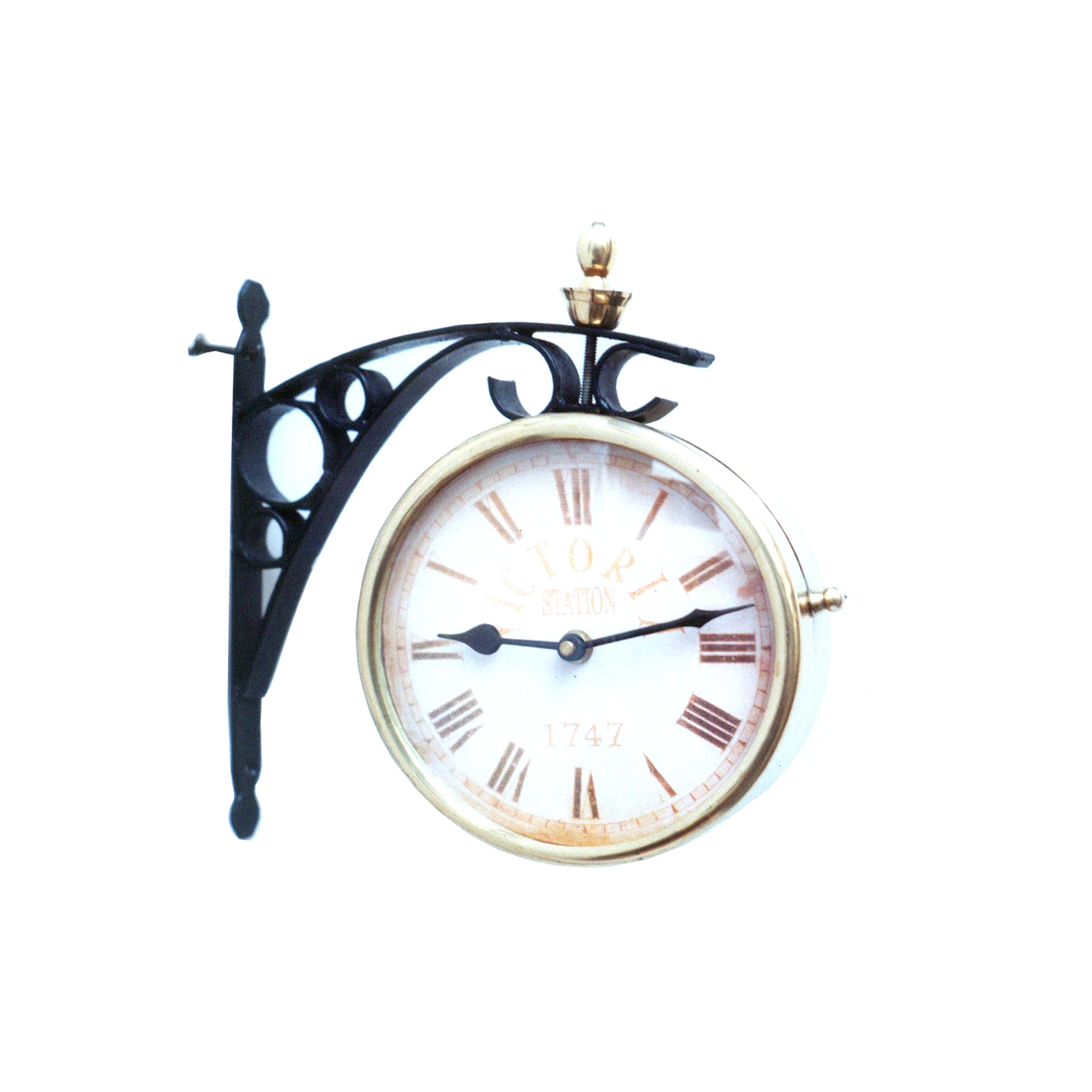 Vintage Collectible Rail Station anchor wall clock with Black color and Flower anchor Design wall clock for Decor