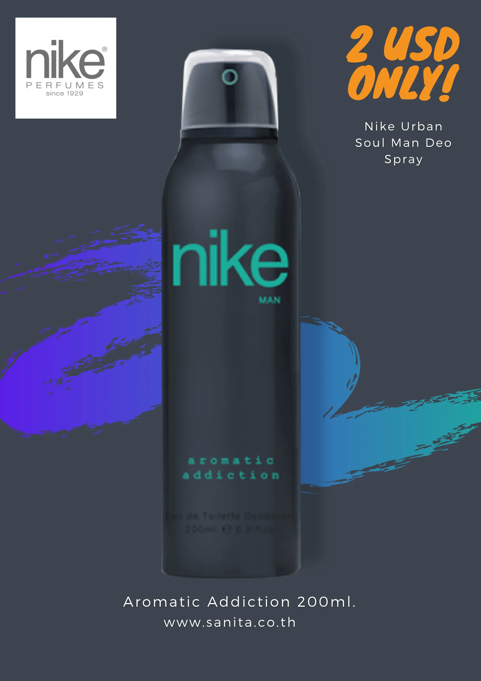 Nike Urban Soul Man Deo Spray - Aromatic Addiction Deodorant Perfume Bottle