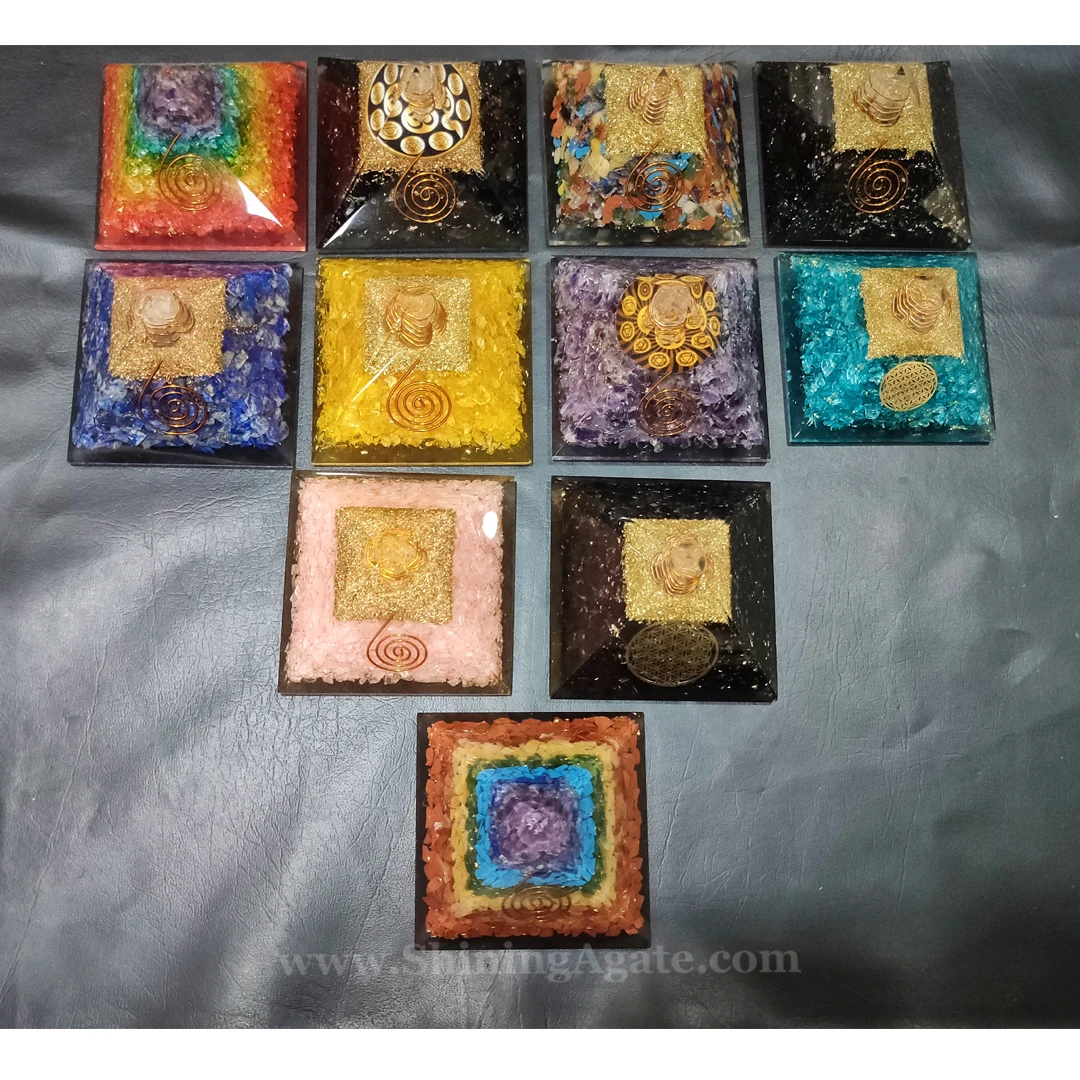 Mix Design Orgone Pyramid Wholesale Chakra Healing Orgonite Pyramid for EMF Protection Reiki Healing Pyramid for Meditation