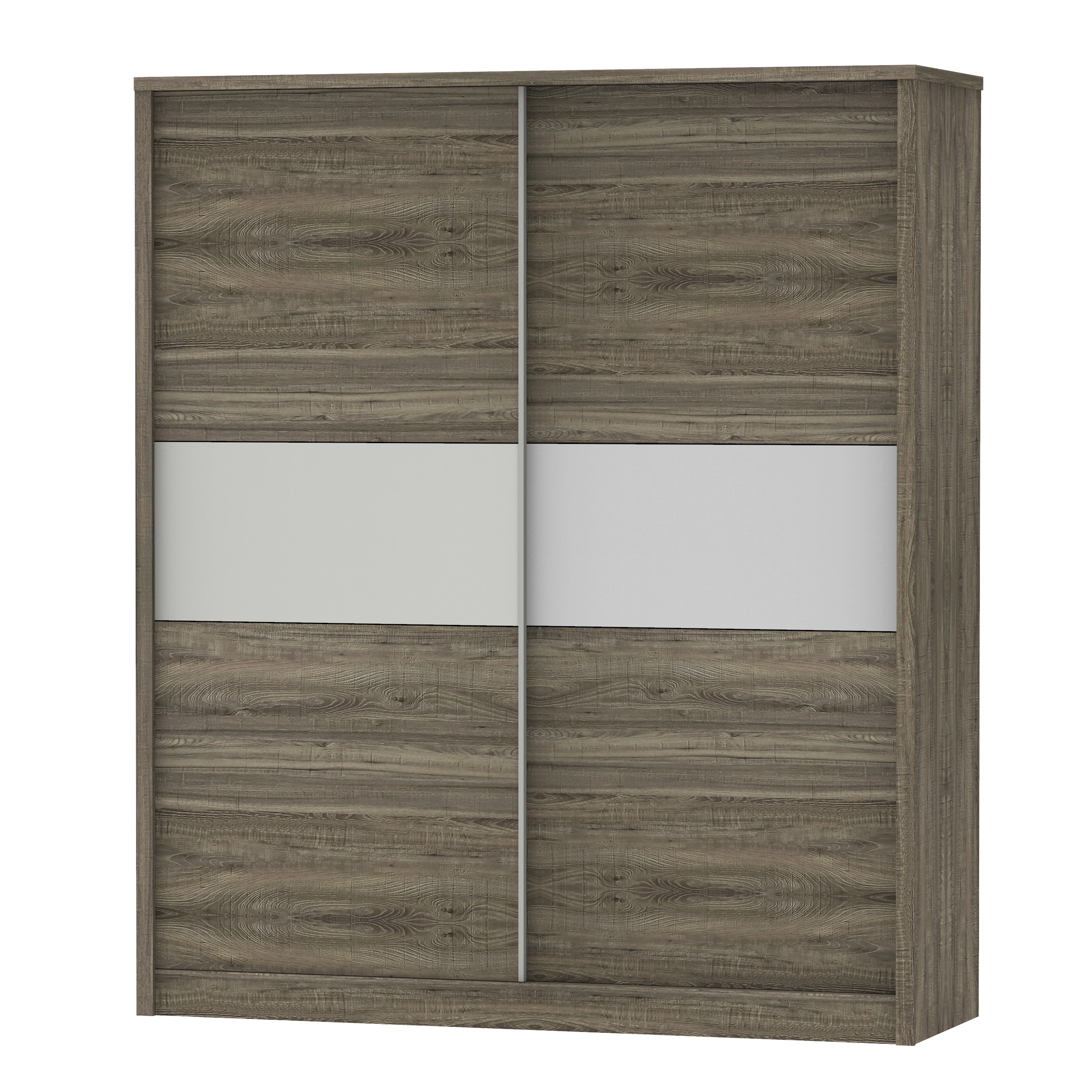 Malaysia Factory Modern Wooden 2 Sliding Door Wardrobe Big Hanging Space Furniture 1244